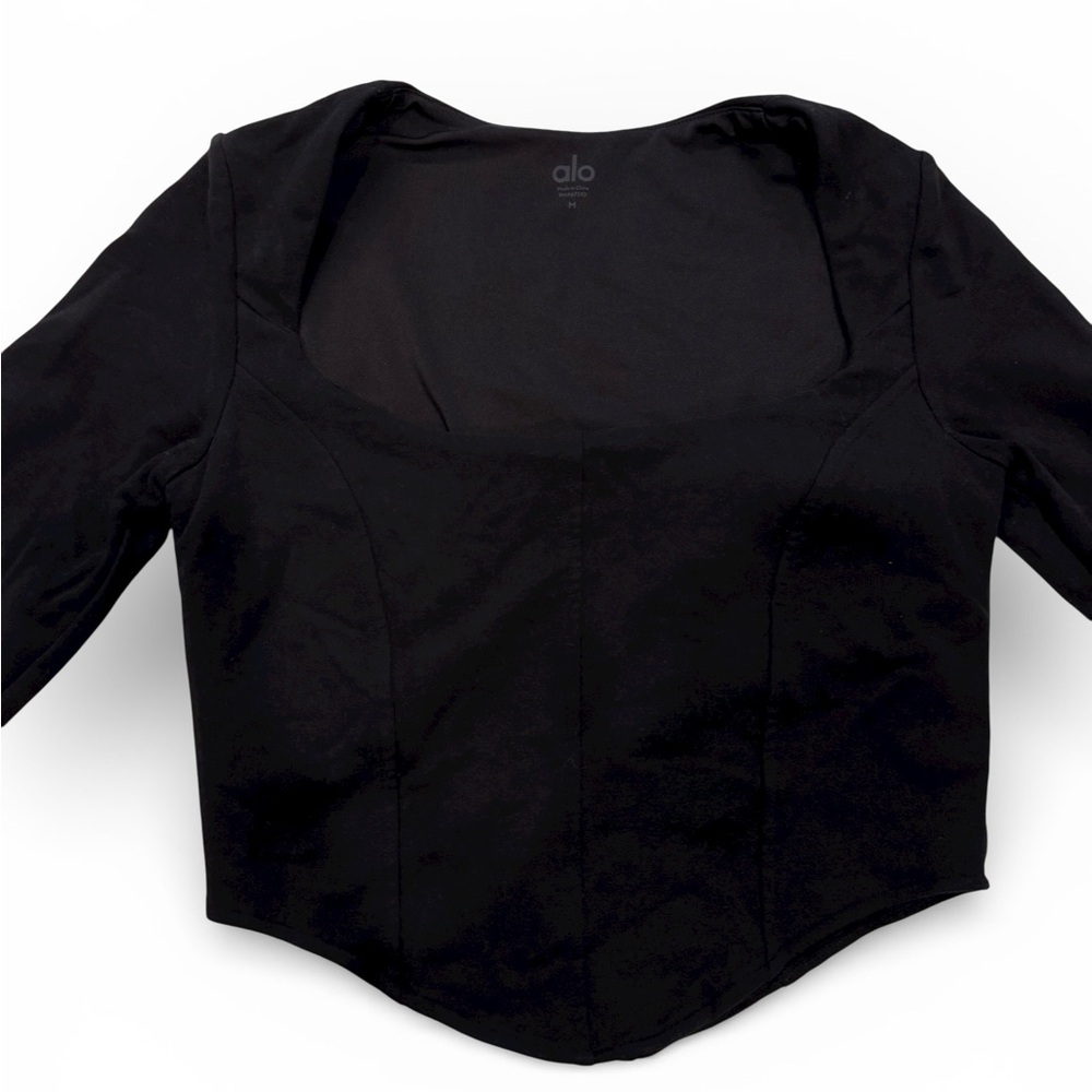 ALO Yoga Black Long Sleeve Crop Top | Medium - Picture 3 of 4